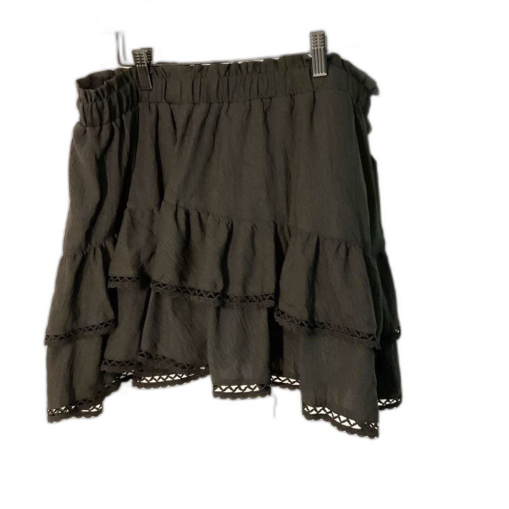 Caracalla Black Mini SkirtW/  Tiered Smocked Design skort SzXXL NWT